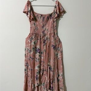 Xhilaration Pink Floral Midi Dress